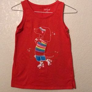 Girls Roller Skating Dog Tank Top